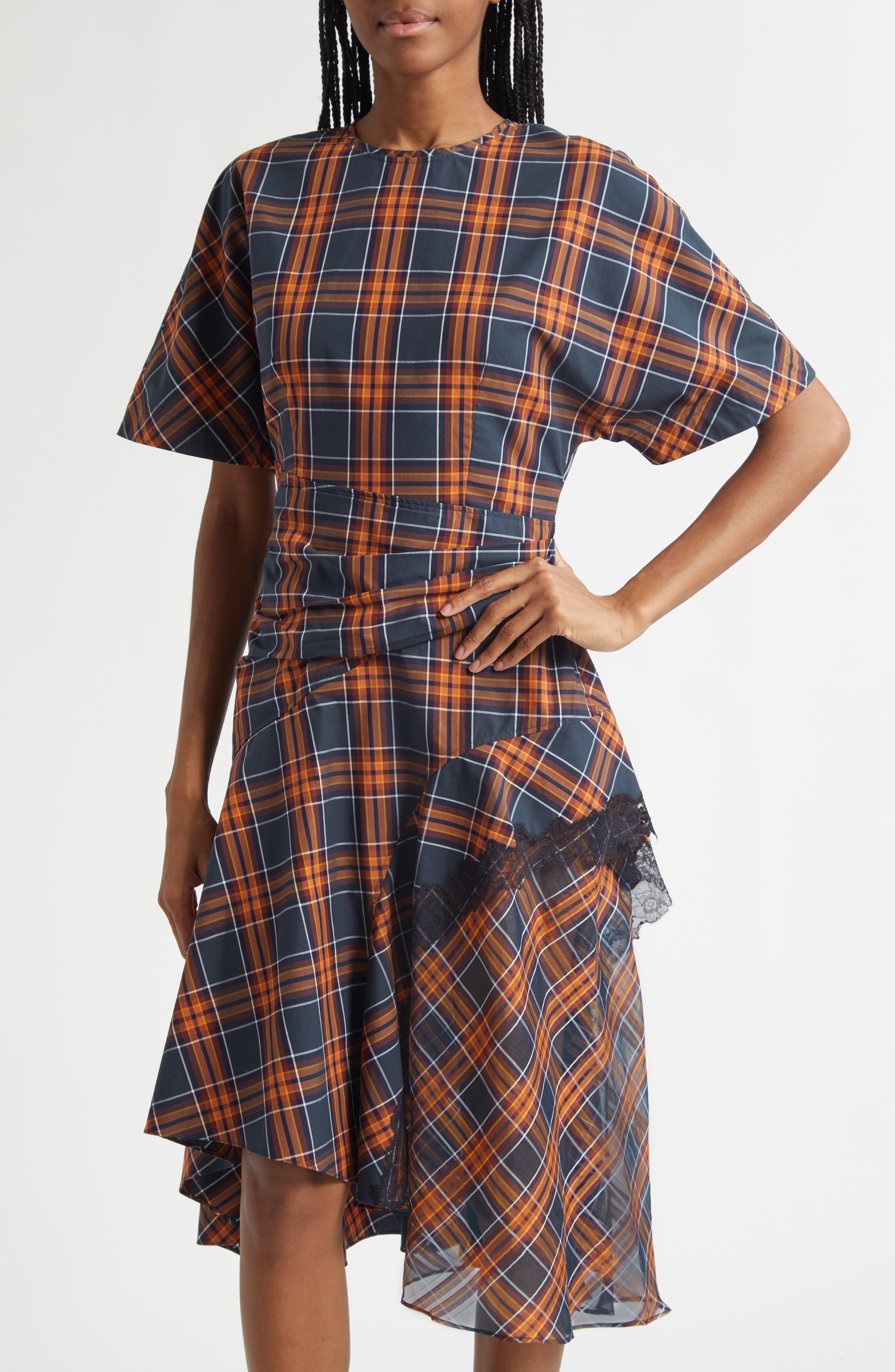3.1 Phillip Lim Plaid Cotton & Silk Dress in Dusk Multi at Nordstrom - 4
