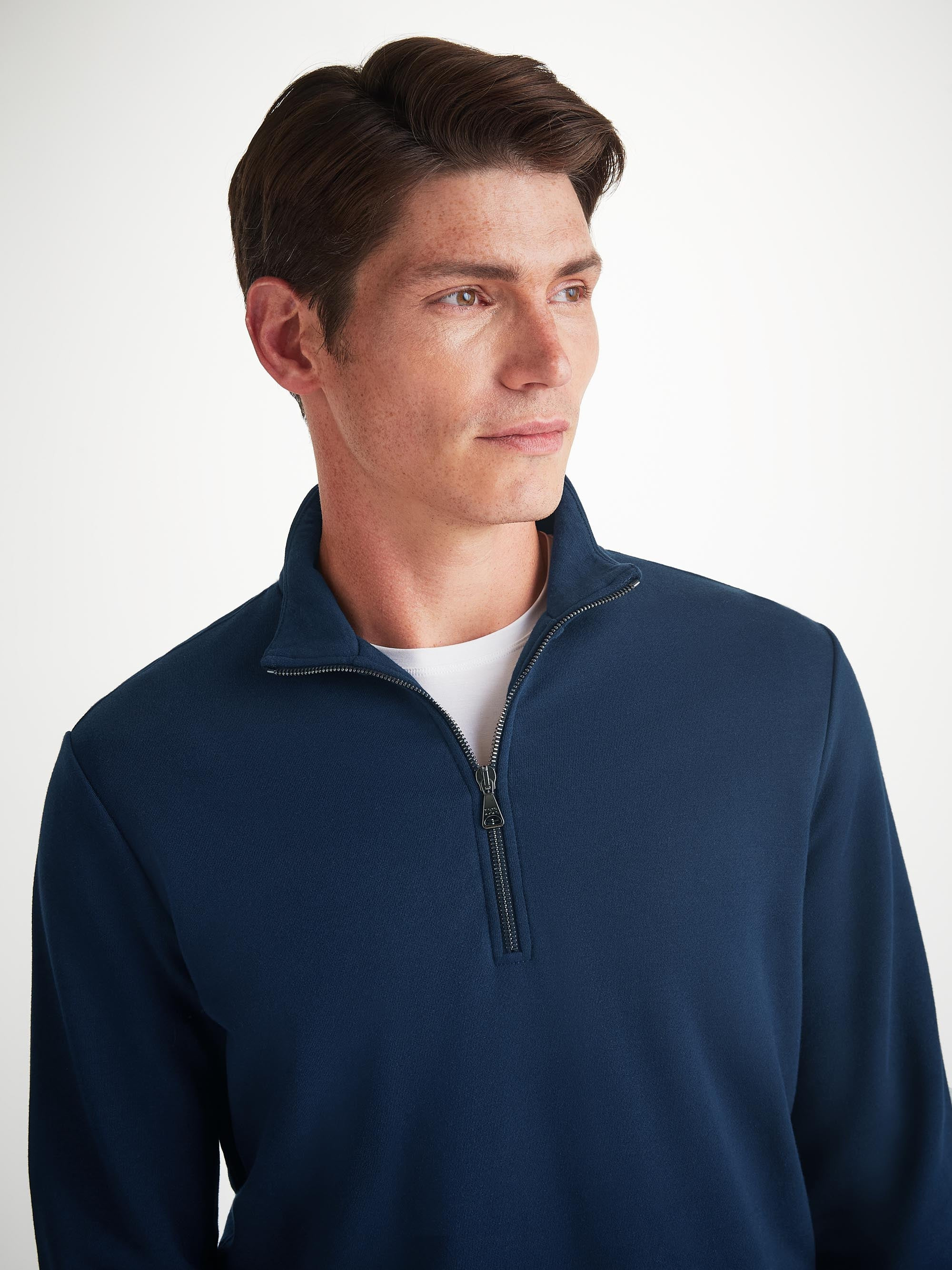 Men's Half-Zip Pullover Quinn Cotton Modal Navy - 5