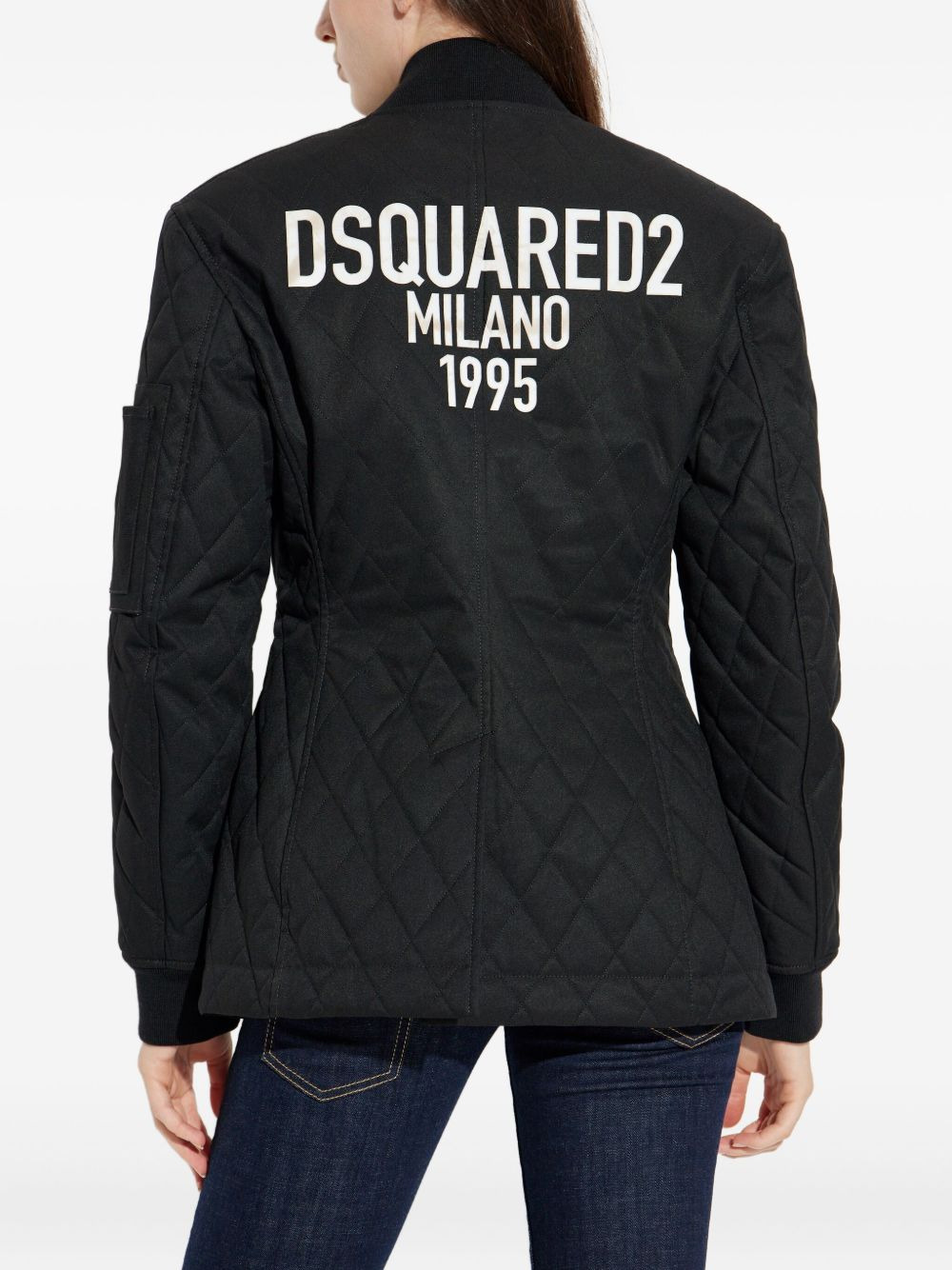 quilted asymmetric-zip jacket - 4