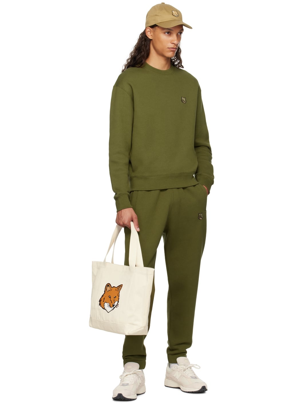 Khaki Bold Fox Head Comfort Sweatshirt - 4