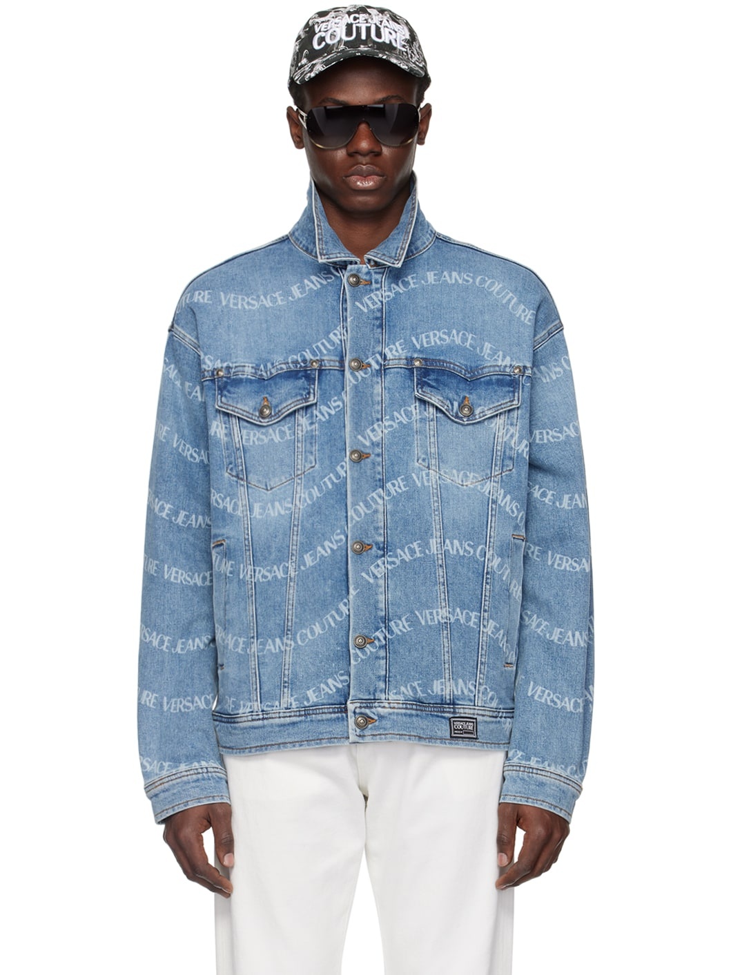 Blue Pattern Denim Jacket - 1
