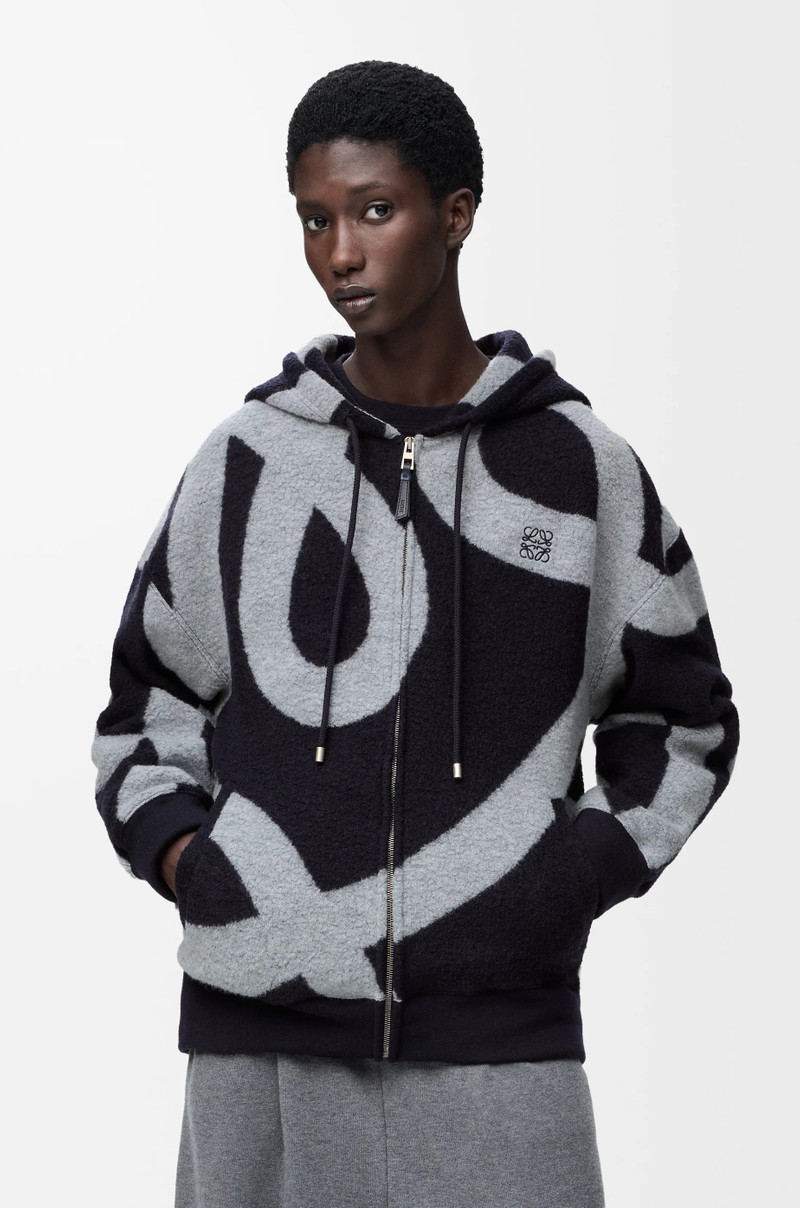 Zip-up hoodie in wool and cotton 3