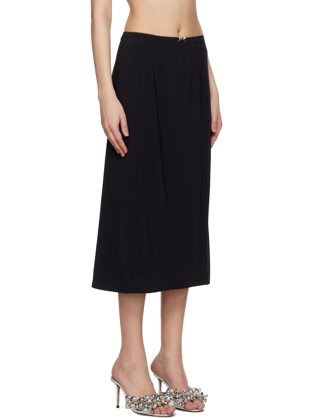 Black Bow Midi Skirt - 2
