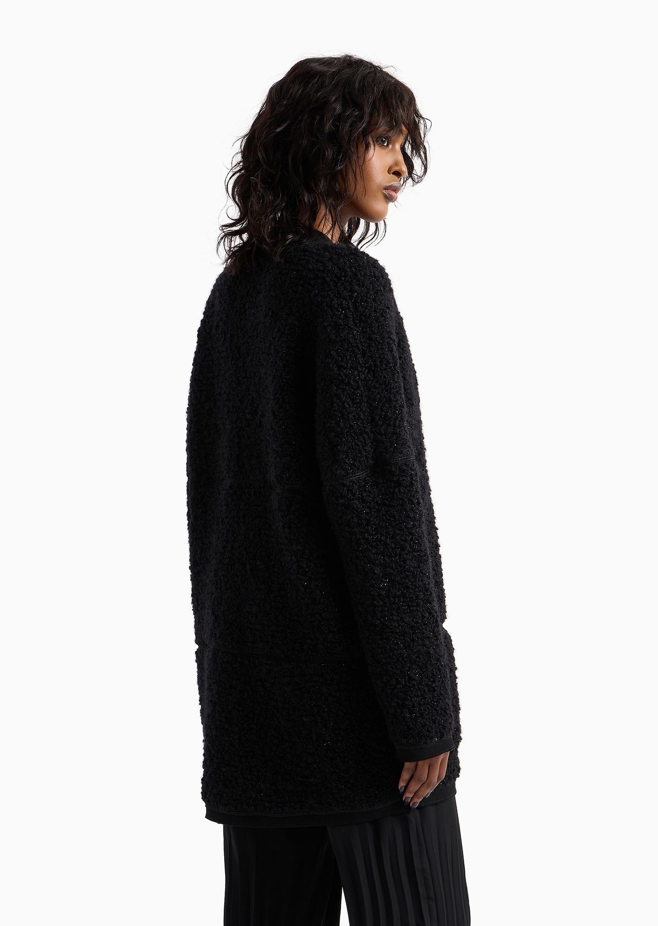 Long bouclé-effect wool-jersey cardigan - 3