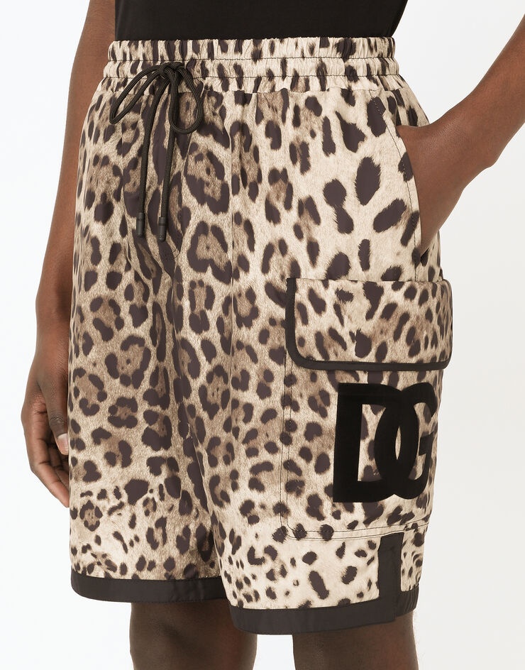 Leopard-print nylon shorts with DG patch - 5