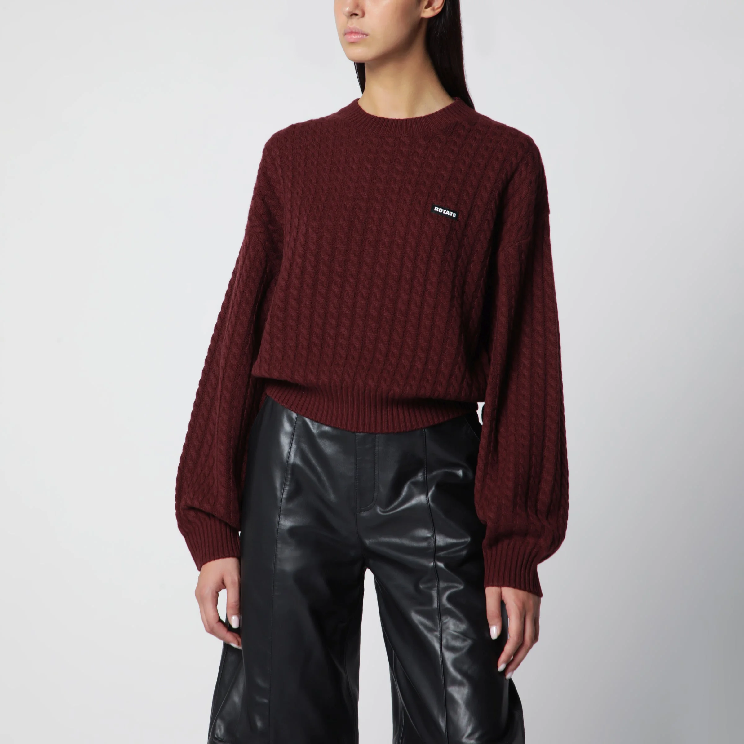 Chocolate wool and cashmere cable-knit sweater - 1