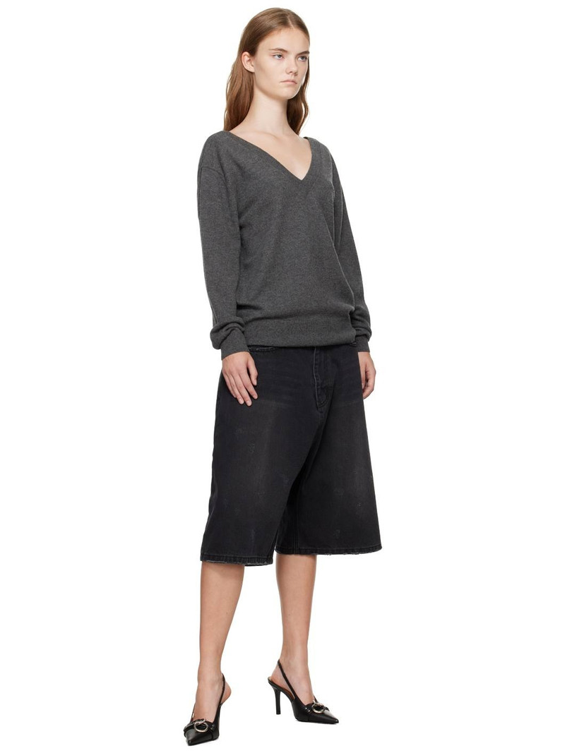 We11done Gray Deep V-Neck Sweater outlook