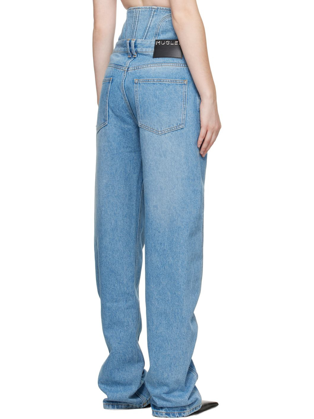 Blue High-Waisted Corset Jeans - 3