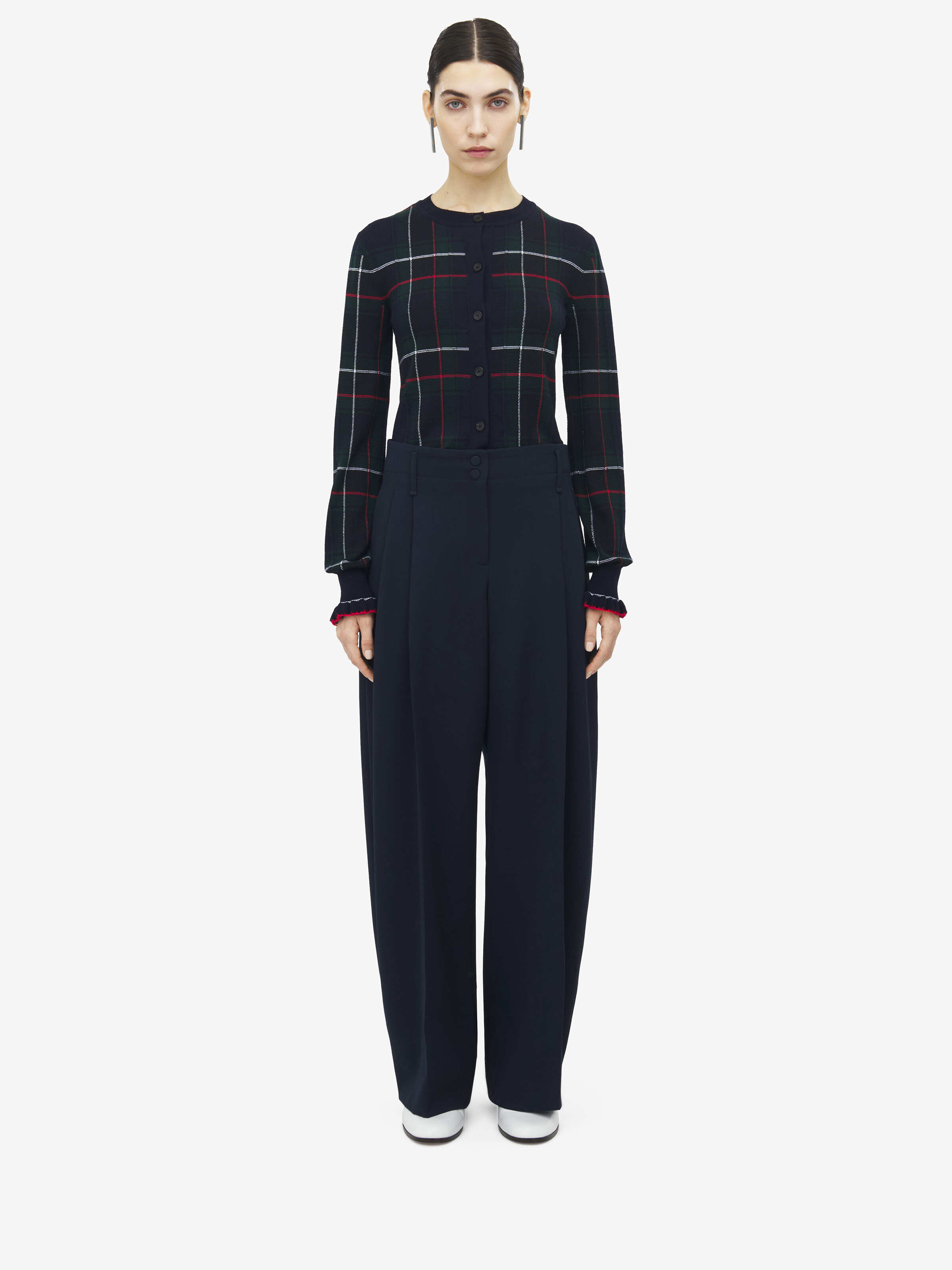 Wide Leg Tailored Trousers - 3