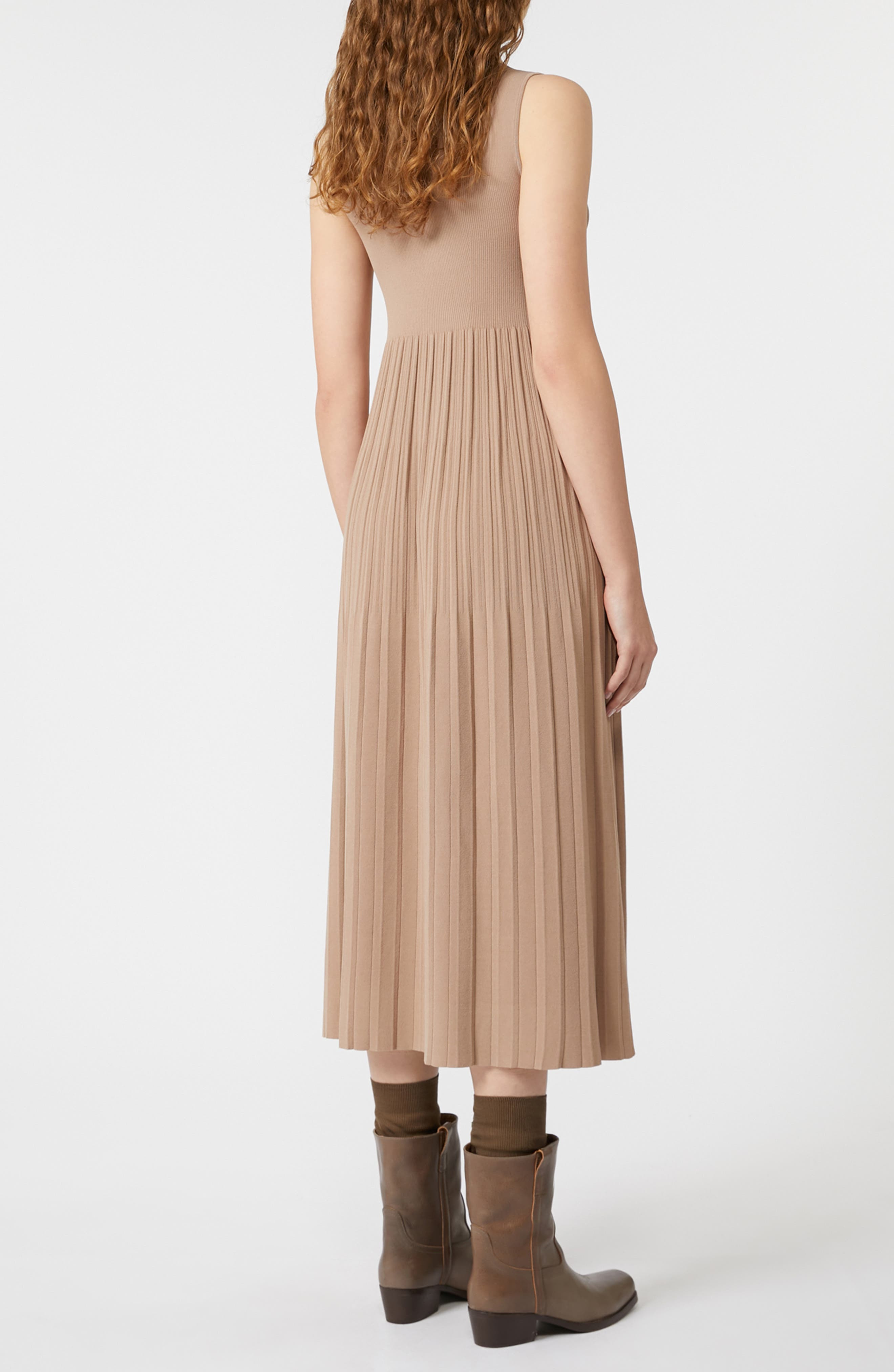 Weekend Max Mara Markus Plissé Crepe Sleeveless Dress in Marron Glace at Nordstrom - 2