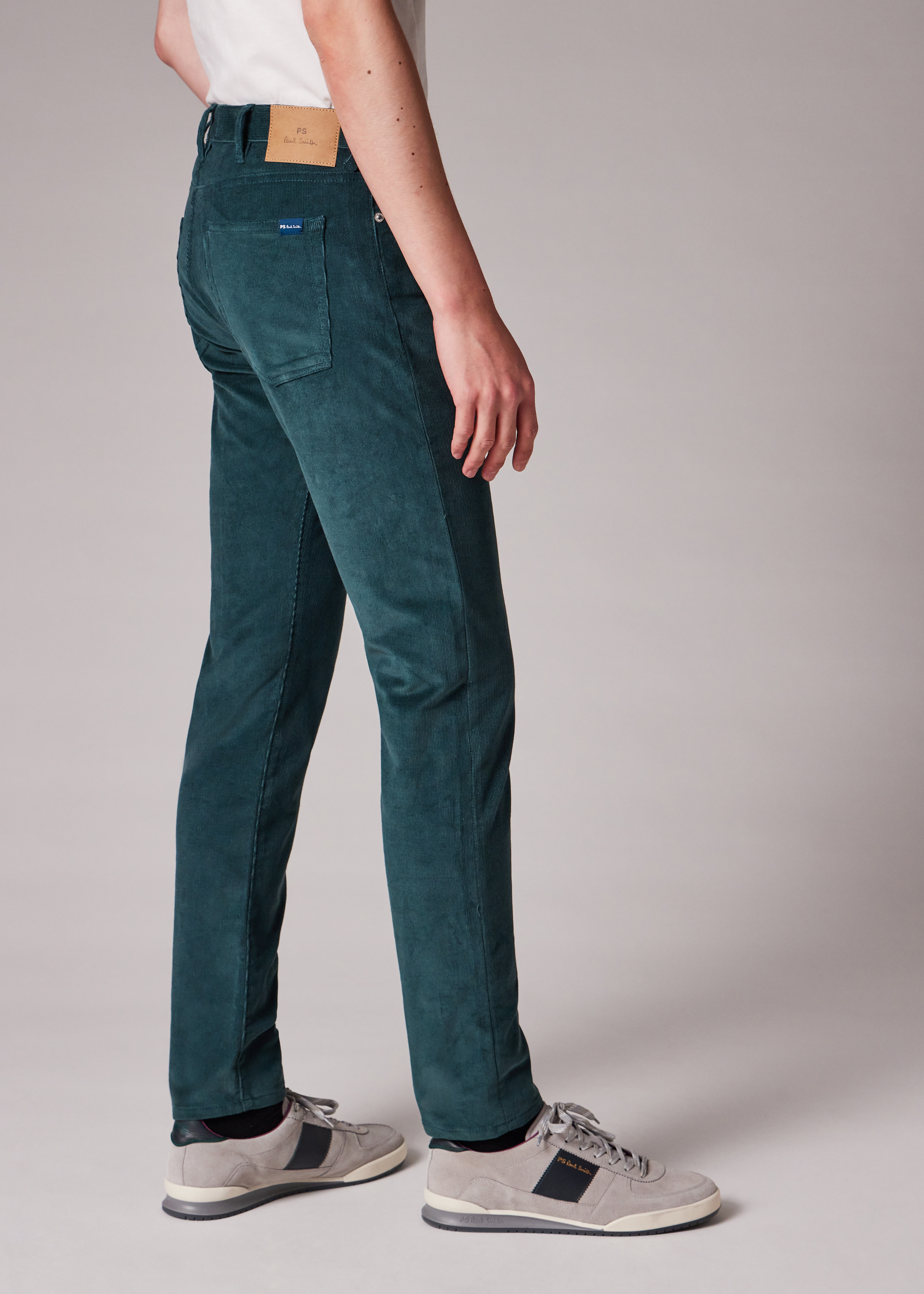 Tapered-Fit Petrol Blue Corduroy Trousers - 4