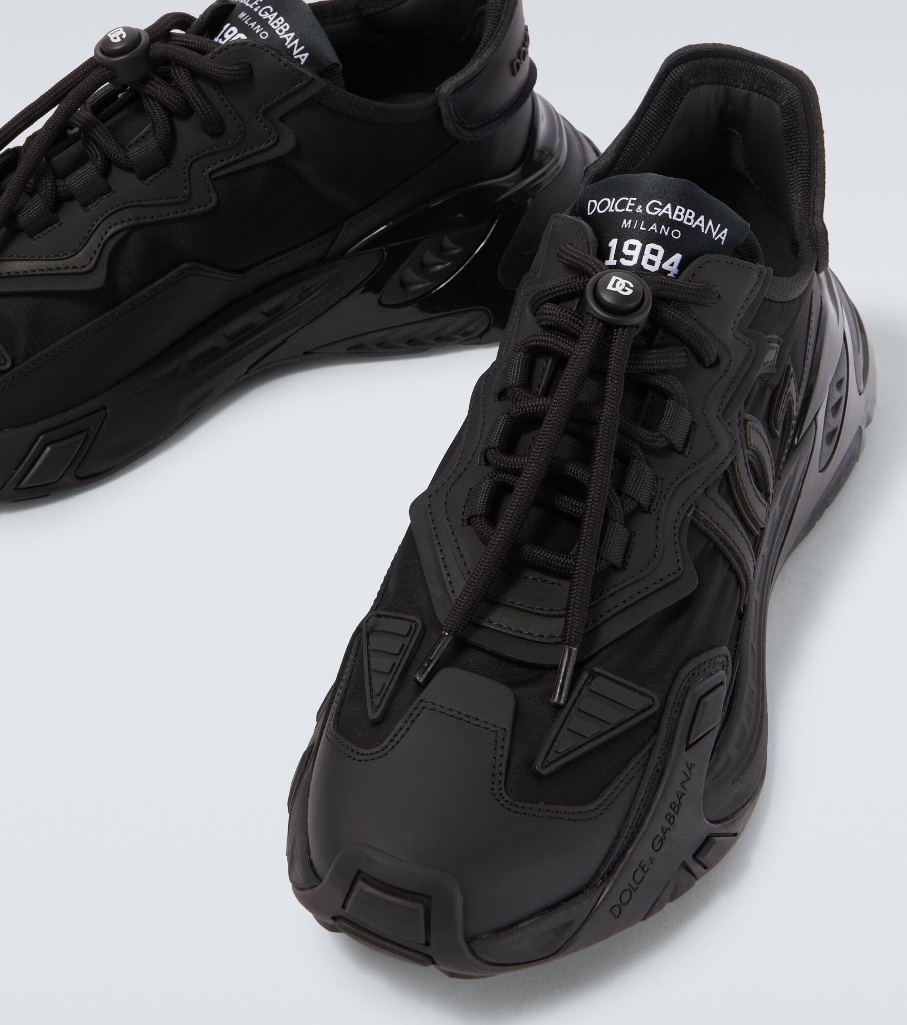 Leather-trimmed sneakers - 3