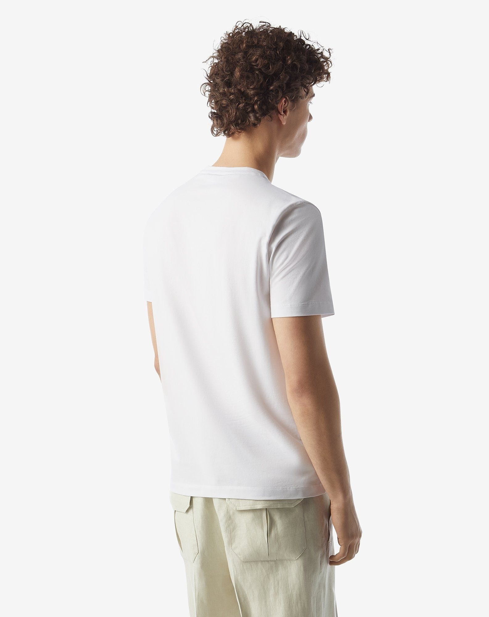 White crew neck stretch cotton jersey t-shirt - 3