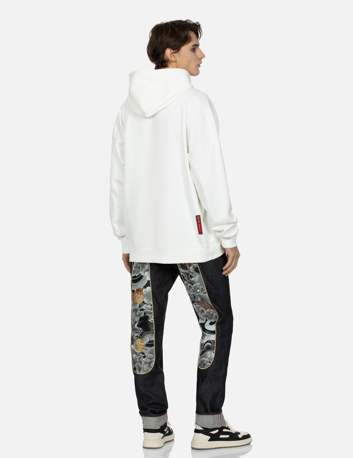 DEER AND TREASURE-PATTERN SEAGULL PRINT LOOSE FIT HOODIE - 4