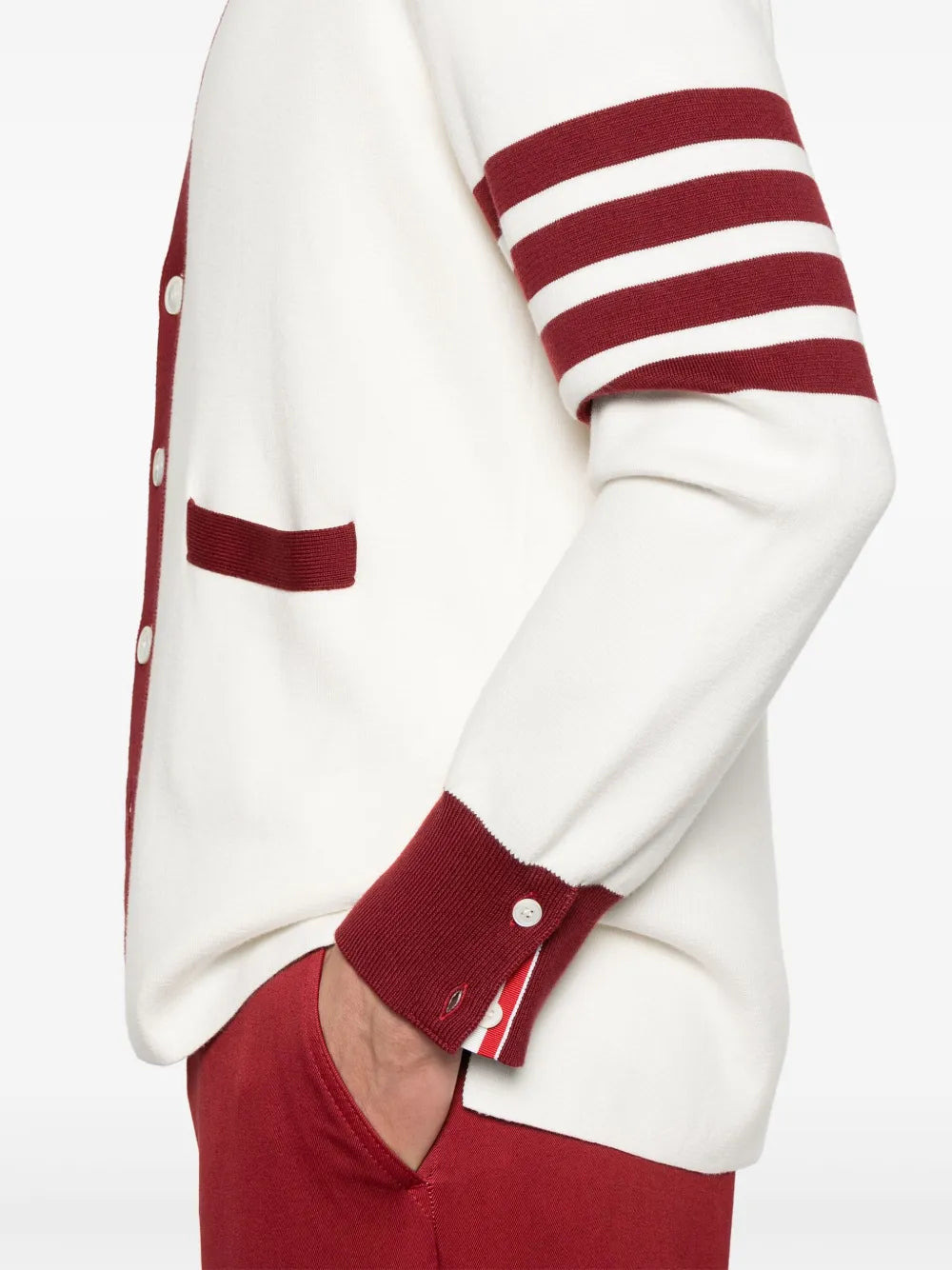 Milano Stitch 4-Bar V Neck Rugby Fit Cardigan Men - 5