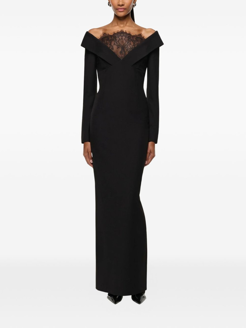 ROLAND MOURET lace-insert column gown outlook