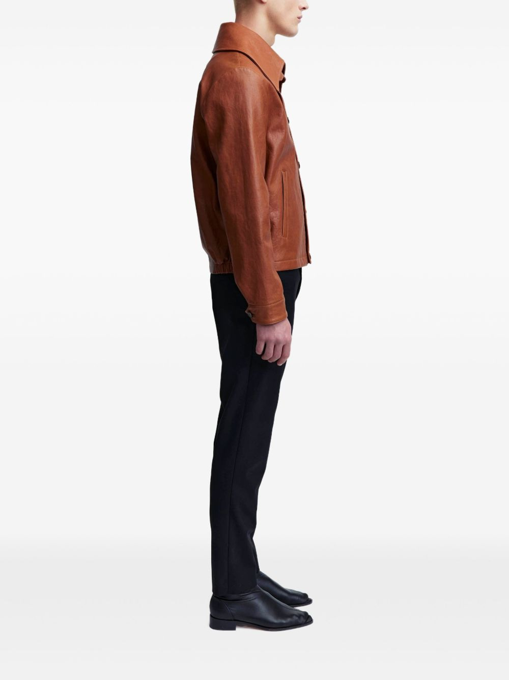 Haeto single-breasted leather jacket - 4