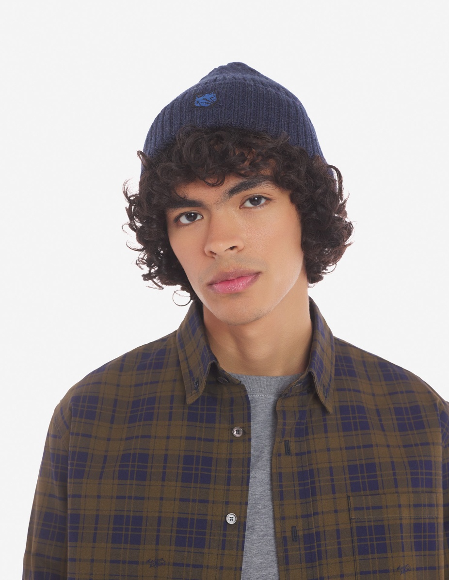 BOLD FOX HEAD PATCH RIBBED BEANIE - 2
