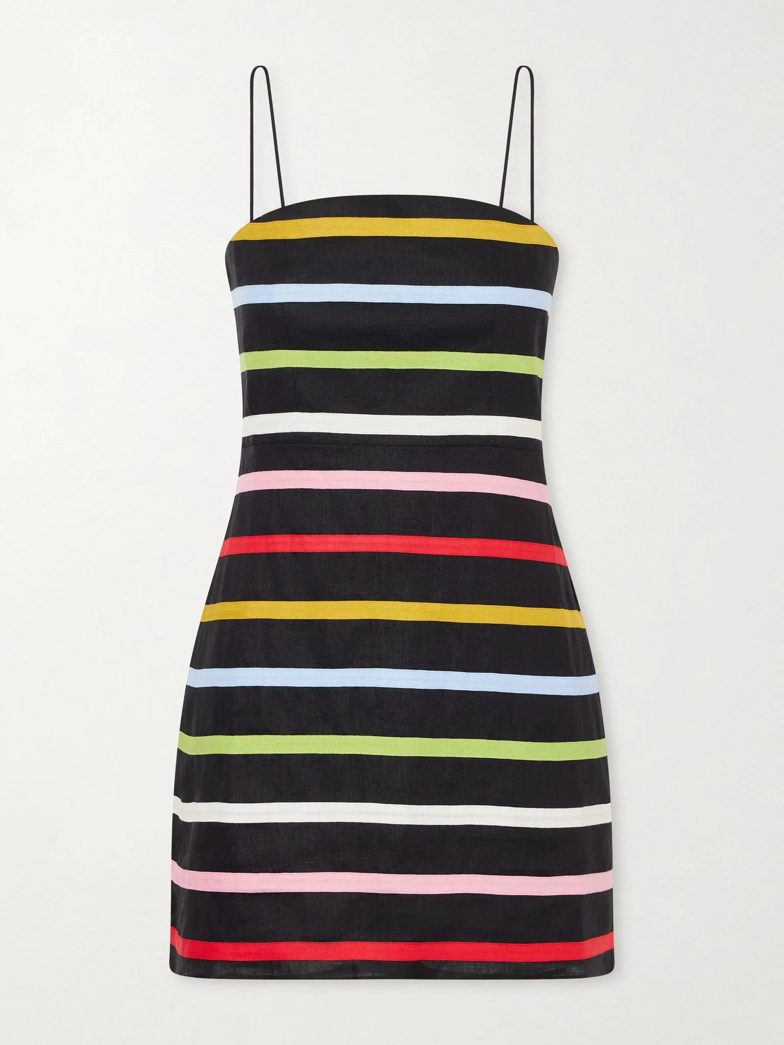 Roma striped linen mini dress Black - 1