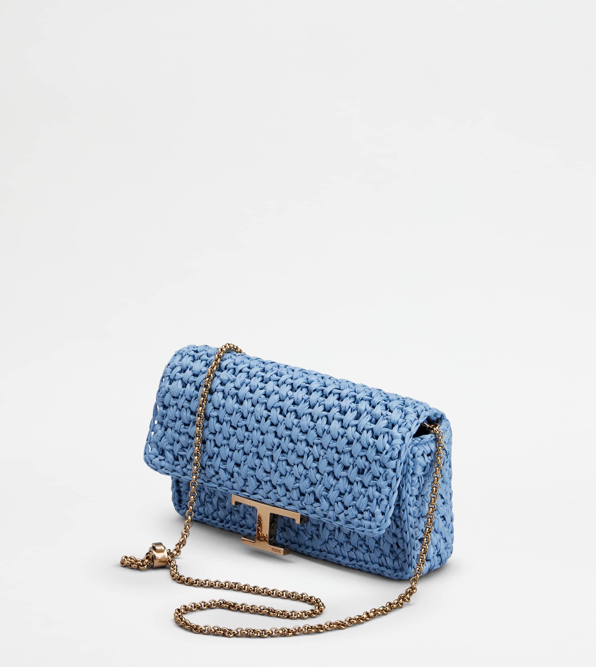 T TIMELESS FLAP BAG IN RAFFIA MICRO - LIGHT BLUE - 5