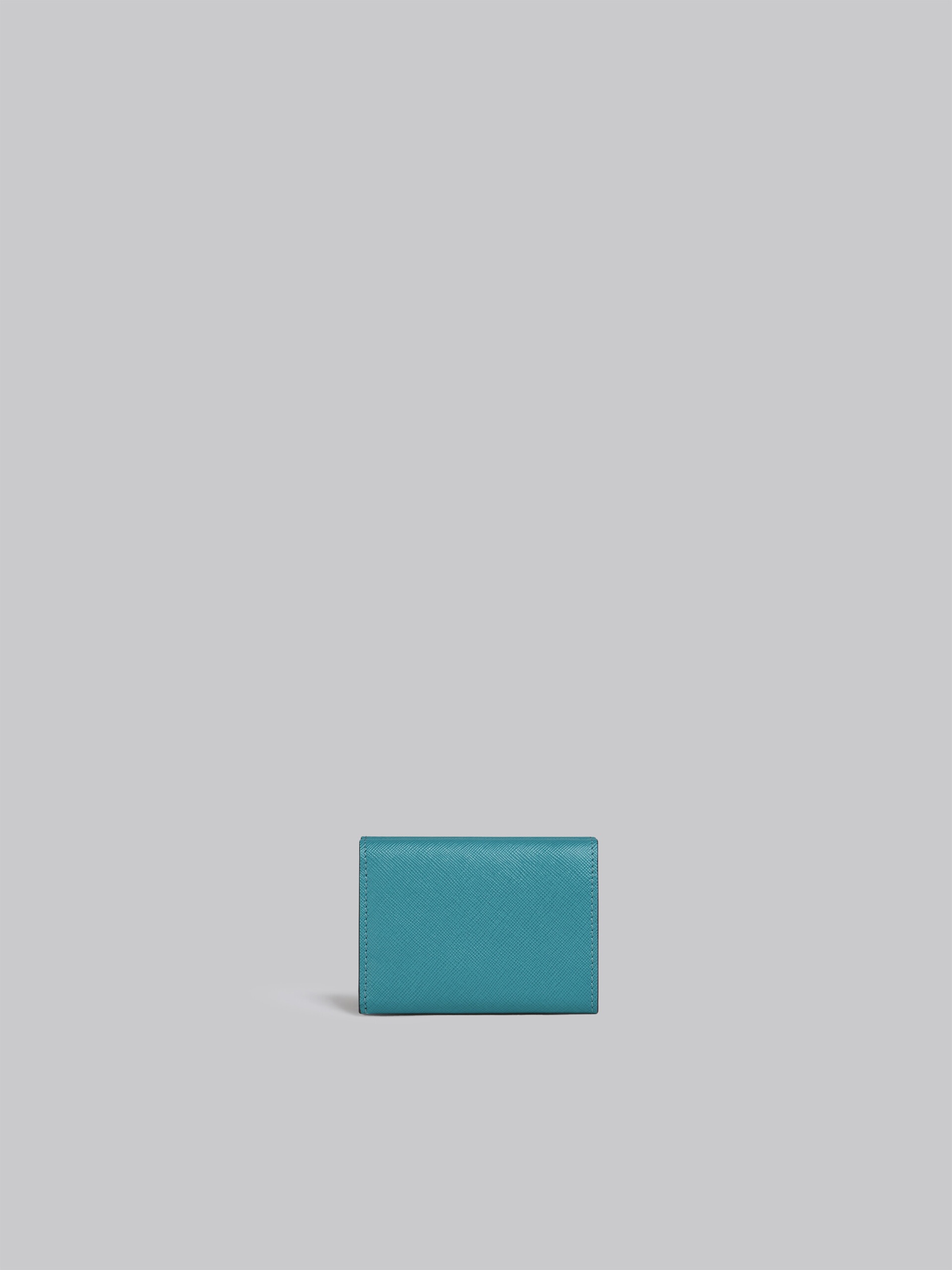 BLUE GREY AND RED SAFFIANO LEATHER TRI-FOLD WALLET - 3