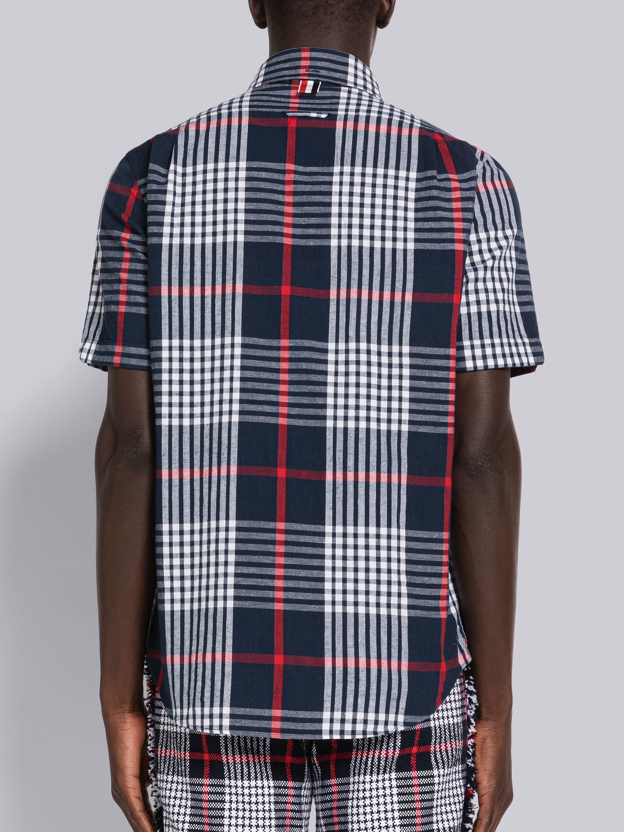 HAIRLINE CHECK MADRAS STRAIGHT FIT SHORT SLEEVE SHIRT - 4