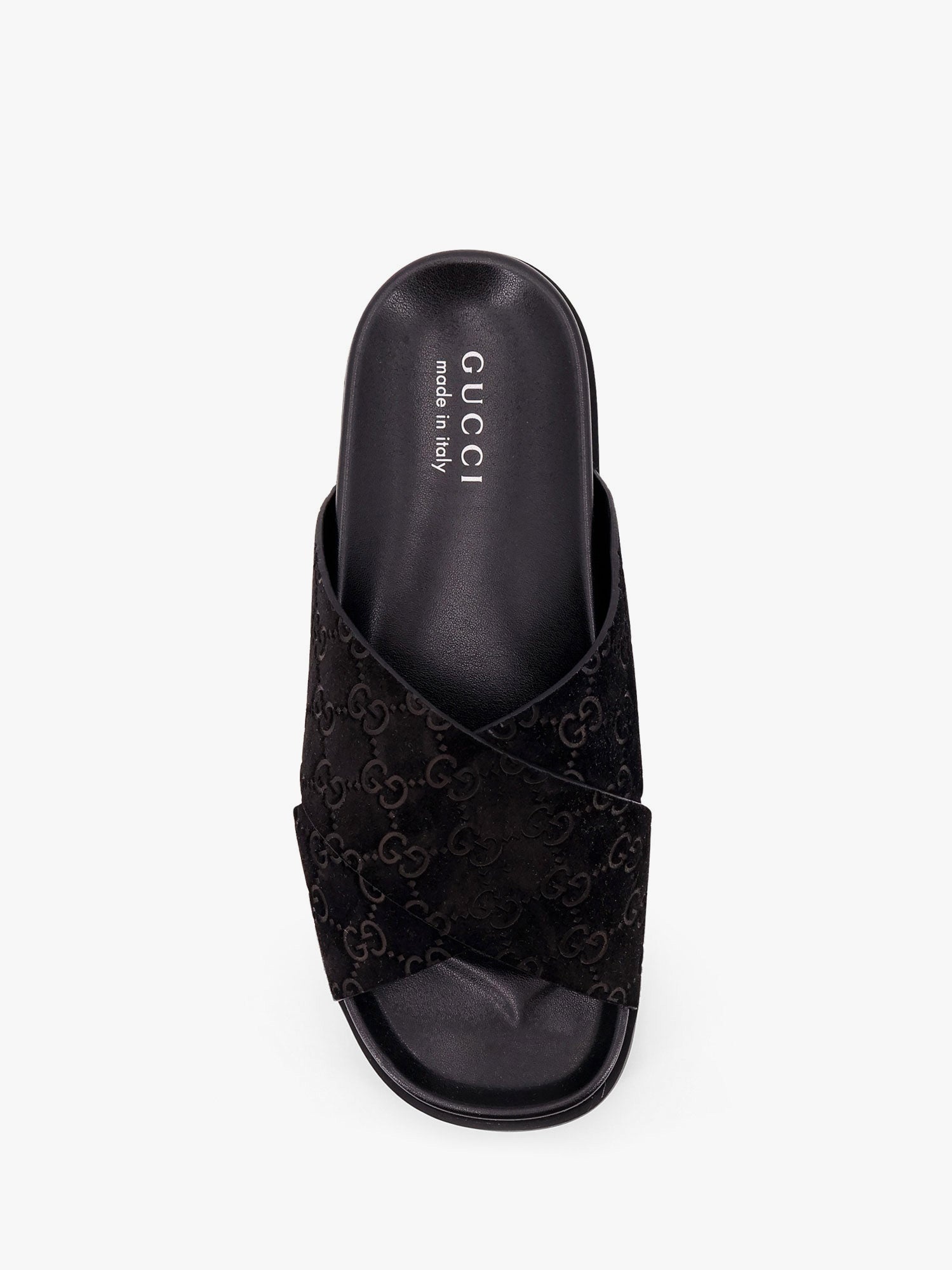 GUCCI Leather slides with all-over GG motif グッチ GUCCI Leather slides with all-over GG motif