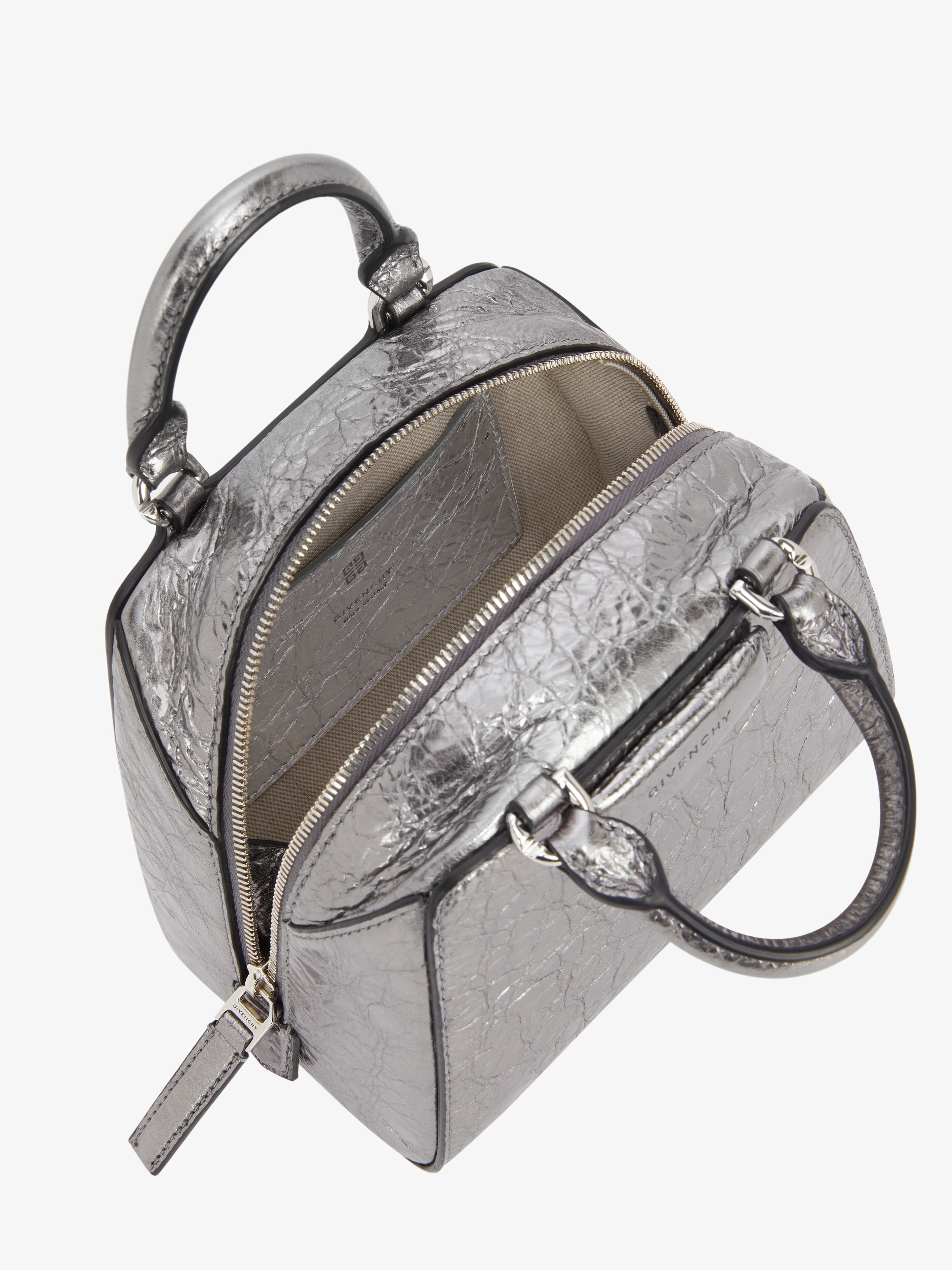 NANO ANTIGONA CUBE BAG IN LAMINATED LEATHER - 6