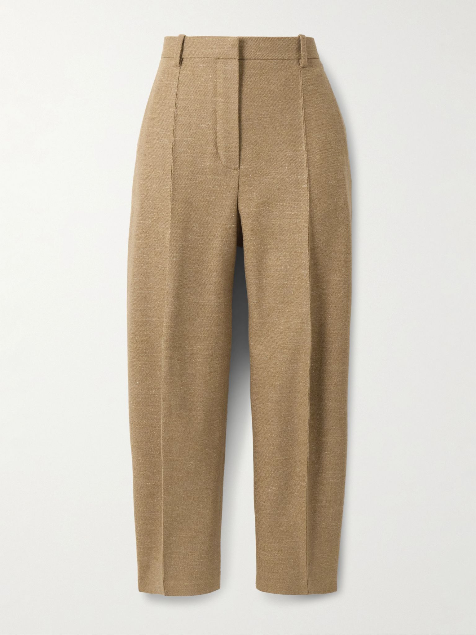 Dan pleated wool, cashmere and linen-blend tapered pants Sand - 1