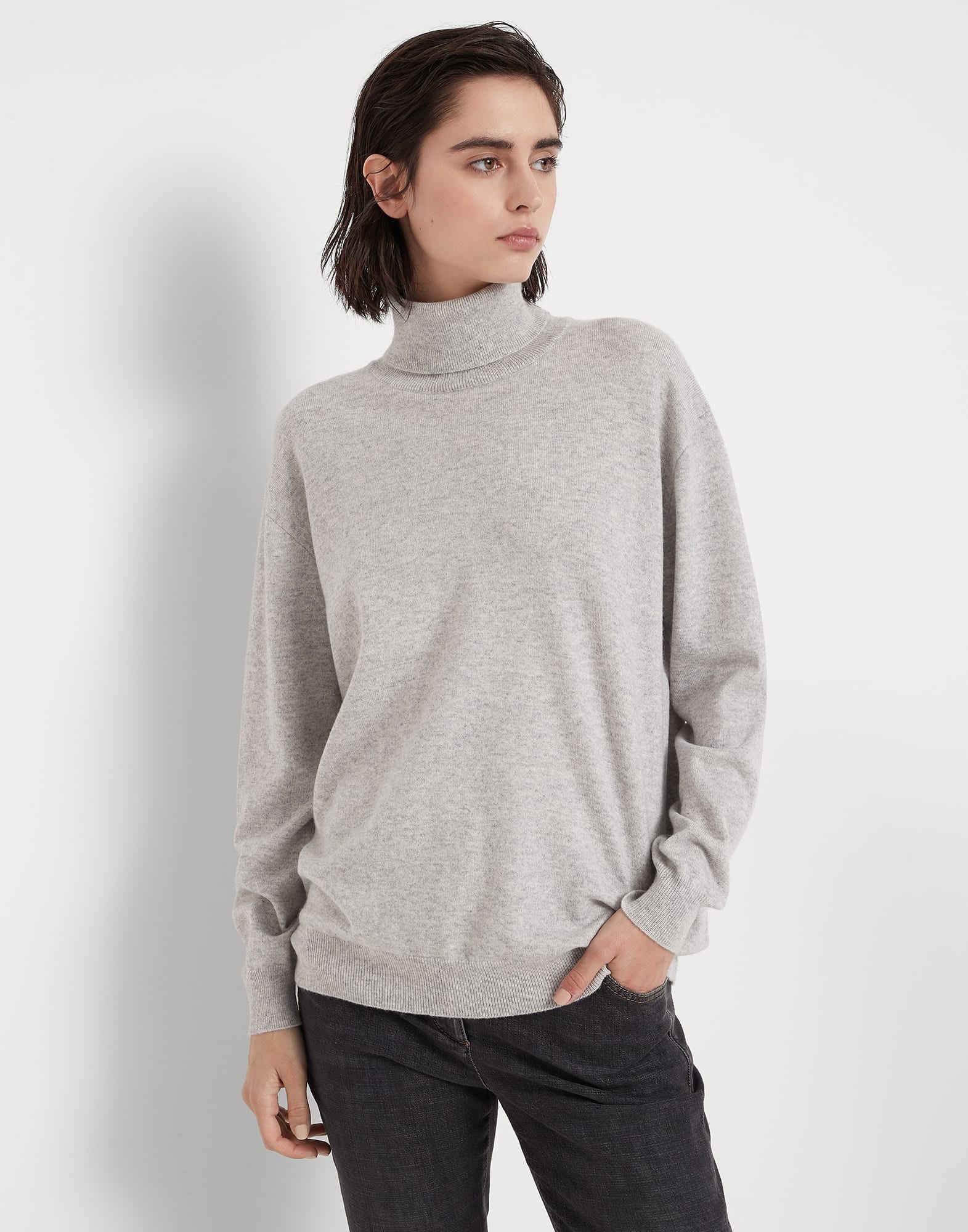 Cashmere turtleneck sweater with monili - 1