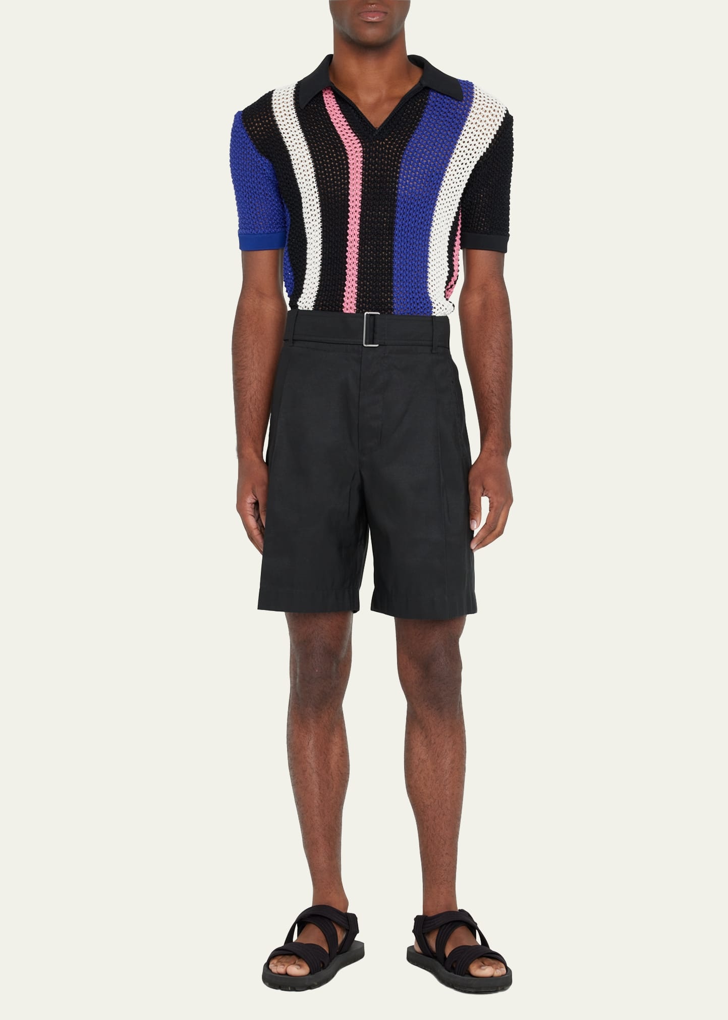 Men's Pleated Self-Belt Tailored Shorts - 2