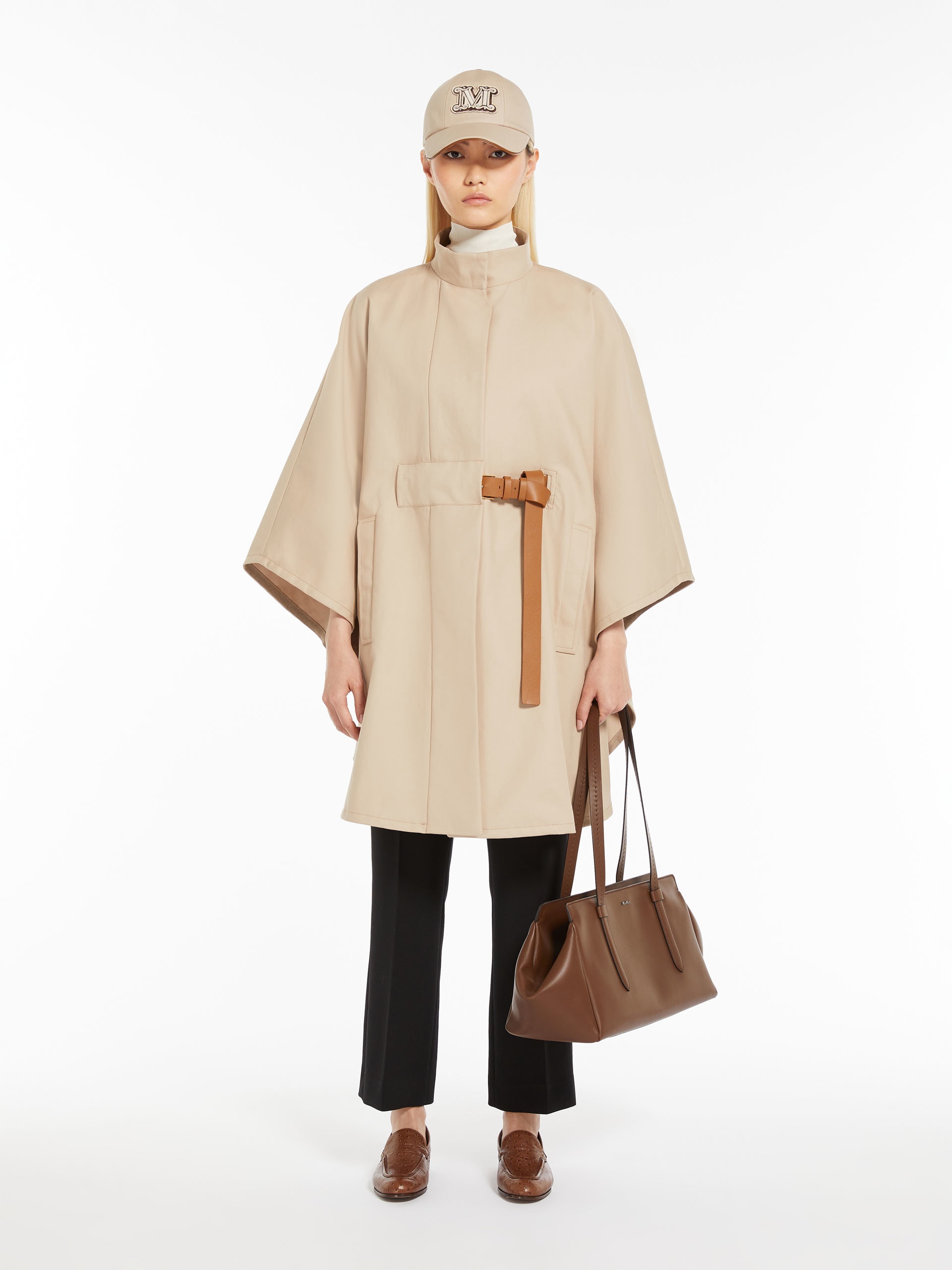 BERTO Cotton gabardine cape with belt - 2