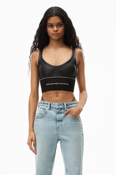 Alexander Wang LOGO ELASTIC BRA IN LEATHER outlook