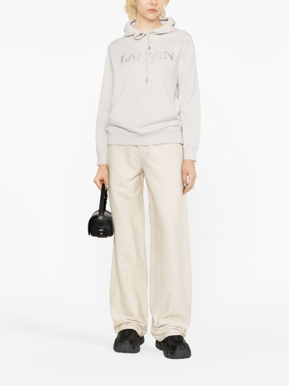 logo-embroidered cotton hoodie - 2