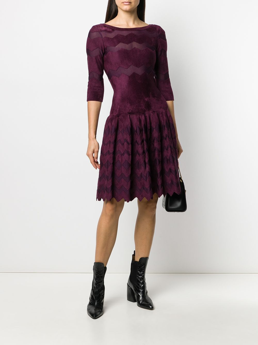 chevron-patterned midi dress - 2
