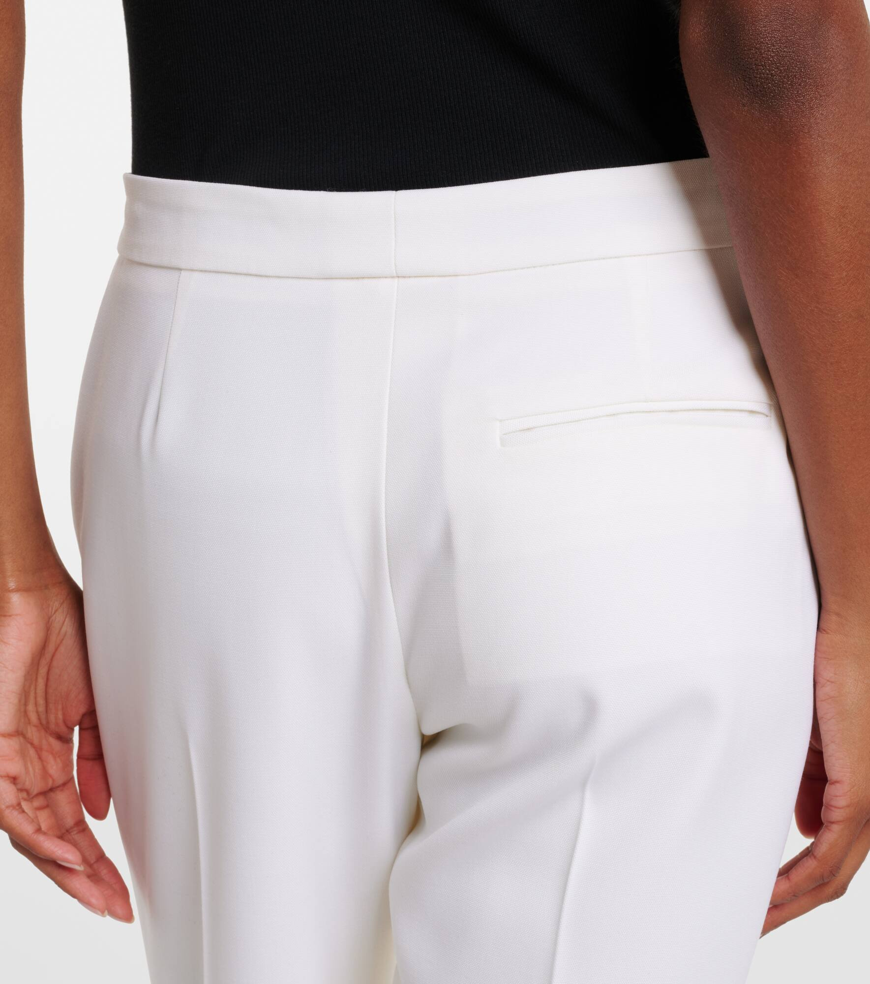 Cropped wool gabardine flared pants - 6