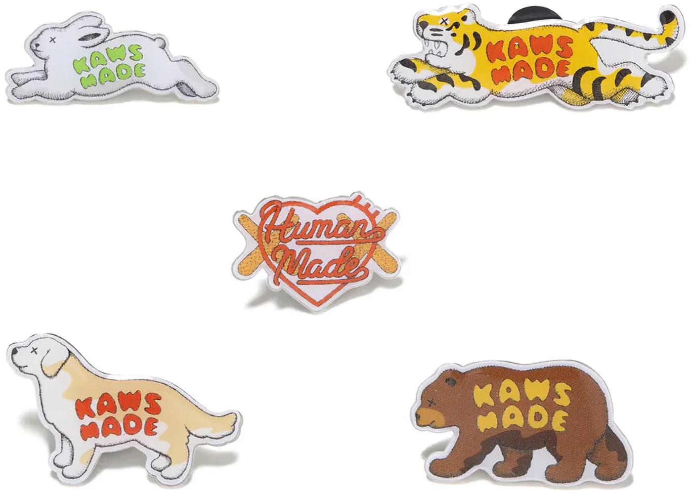Human Made x KAWS Pin Badge Set (5 Piece) Multicolor - 1