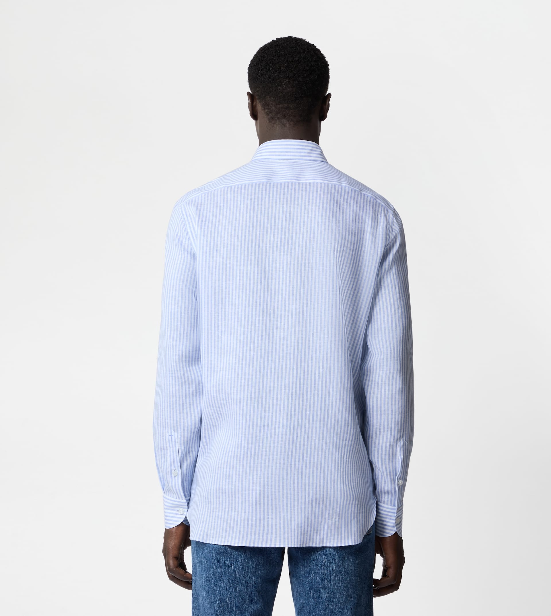 SHIRT IN LINEN - LIGHT BLUE, WHITE - 3