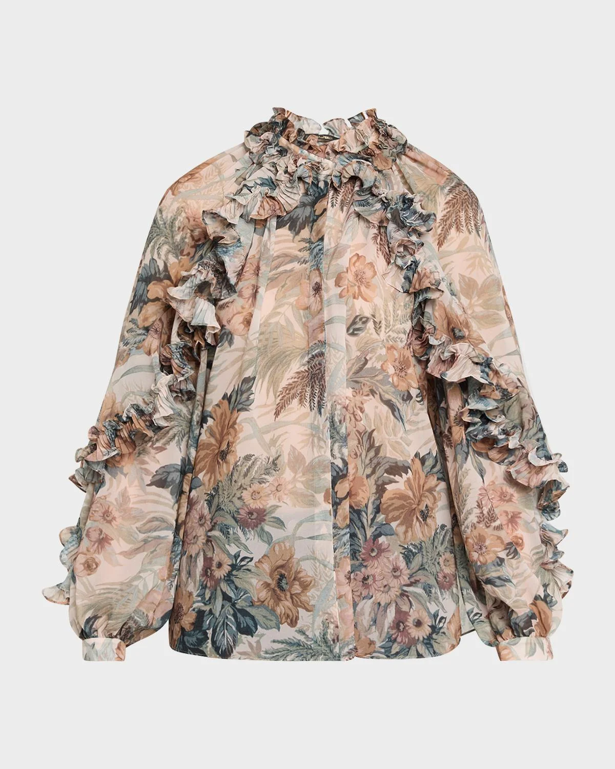 Esme Floral-Print Ruffle Blouse - 1