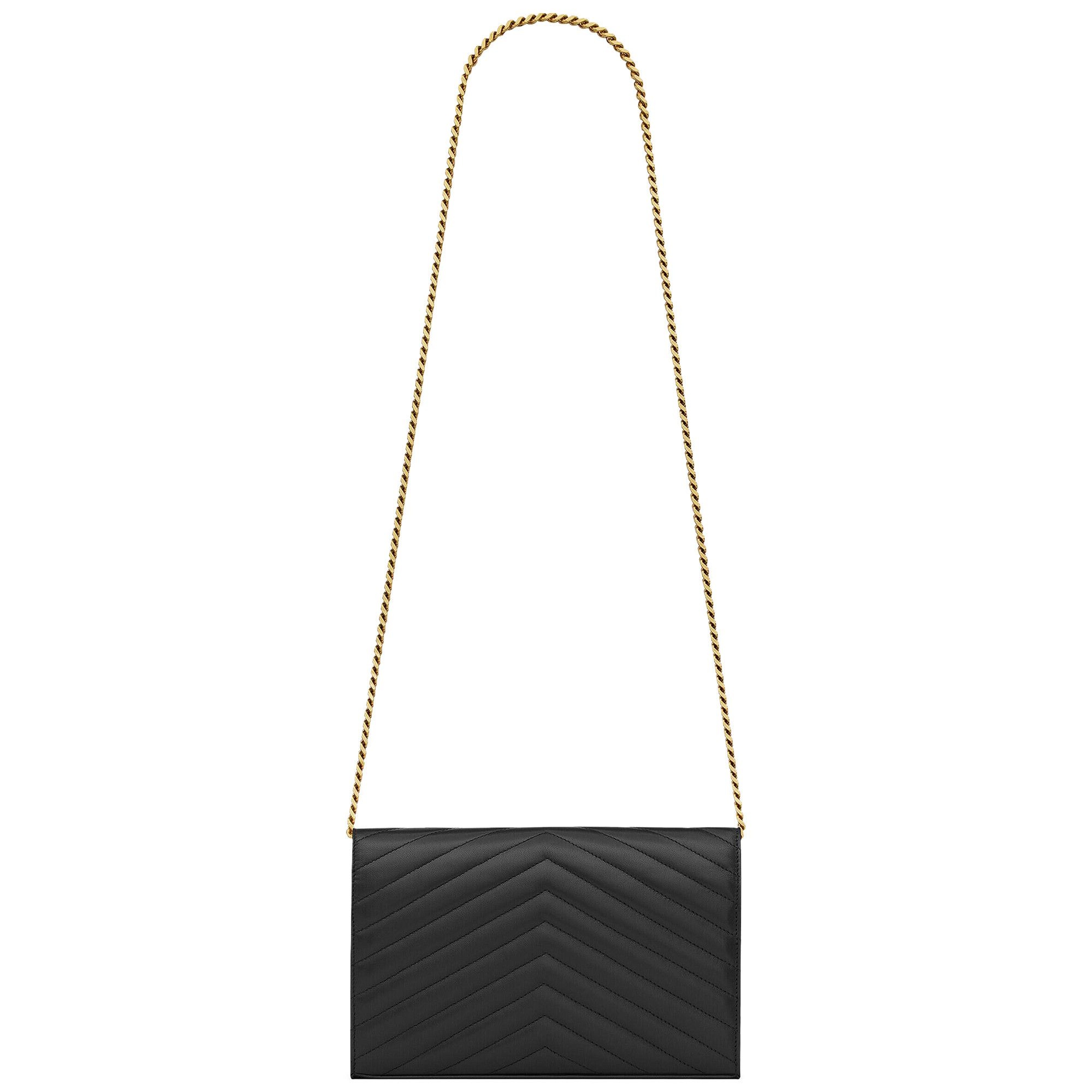 Saint Laurent Cassandre Chain Wallet 'Noir' - 2