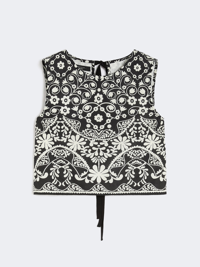 WKIFANALE Printed cotton crop top - BLACK 1