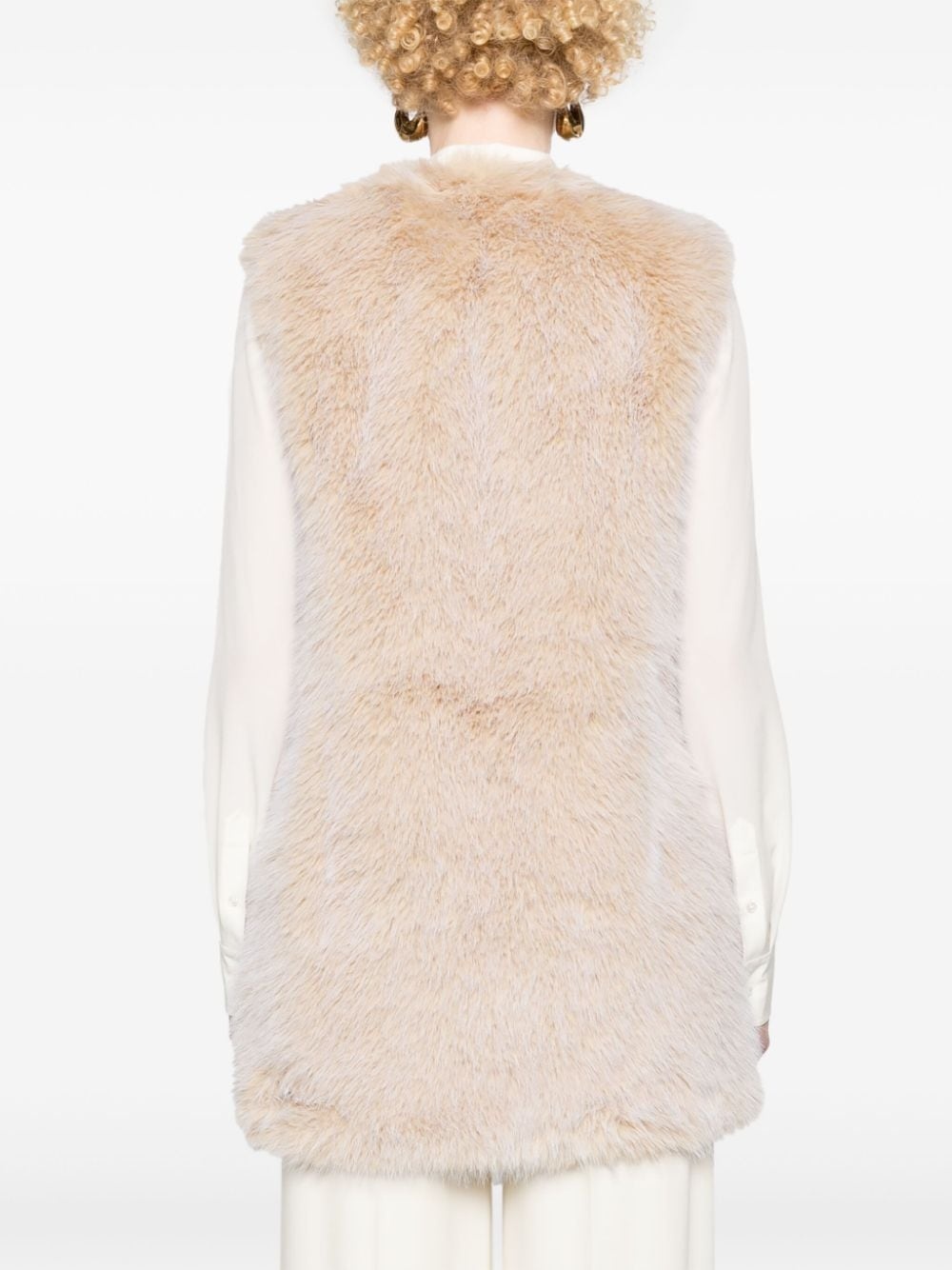 collarless faux-fur gilet - 4