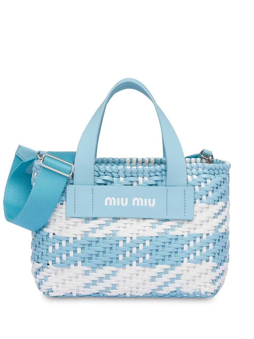 woven gingham check tote bag - 1