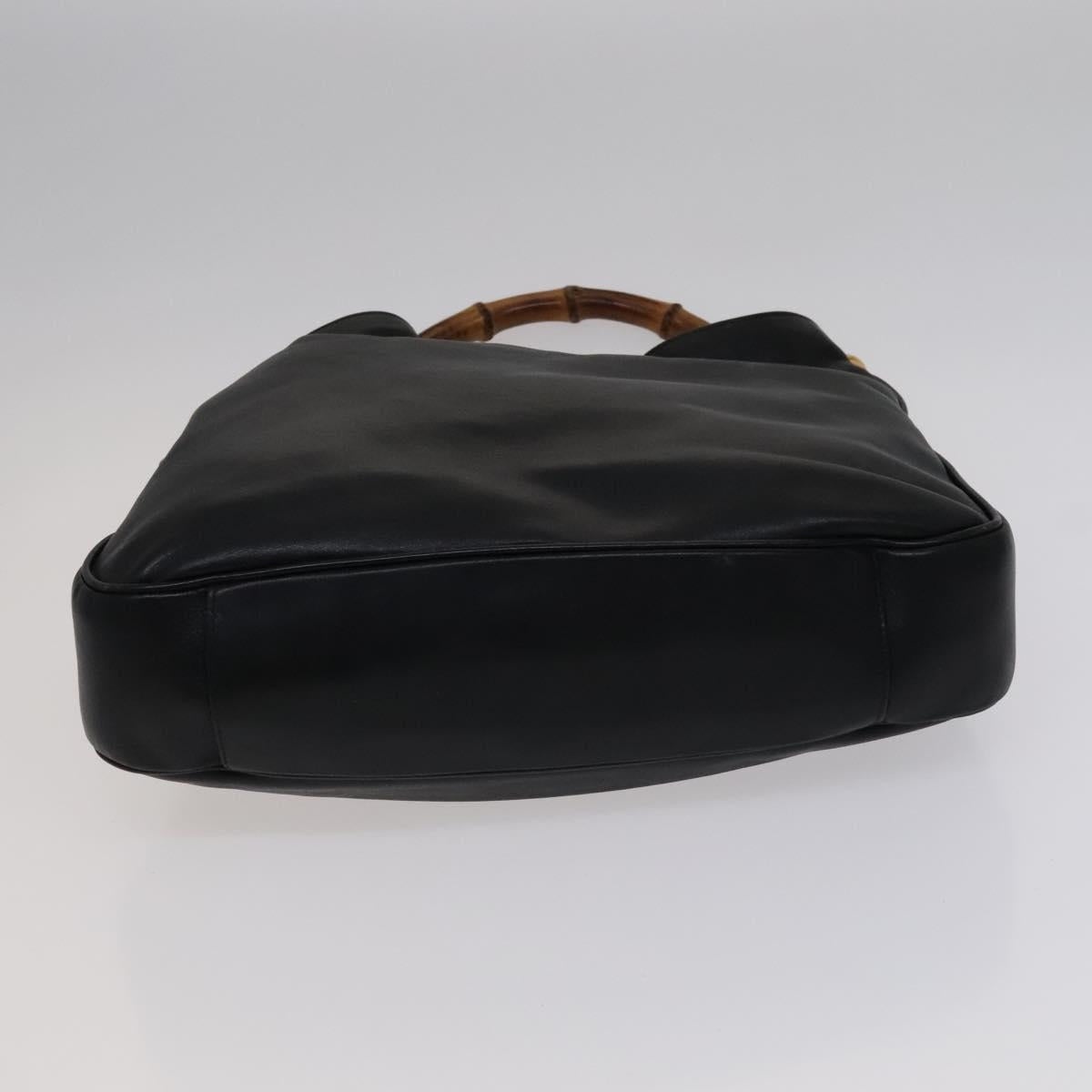 GUCCI Bamboo Hand Bag Leather Black Gold - 5