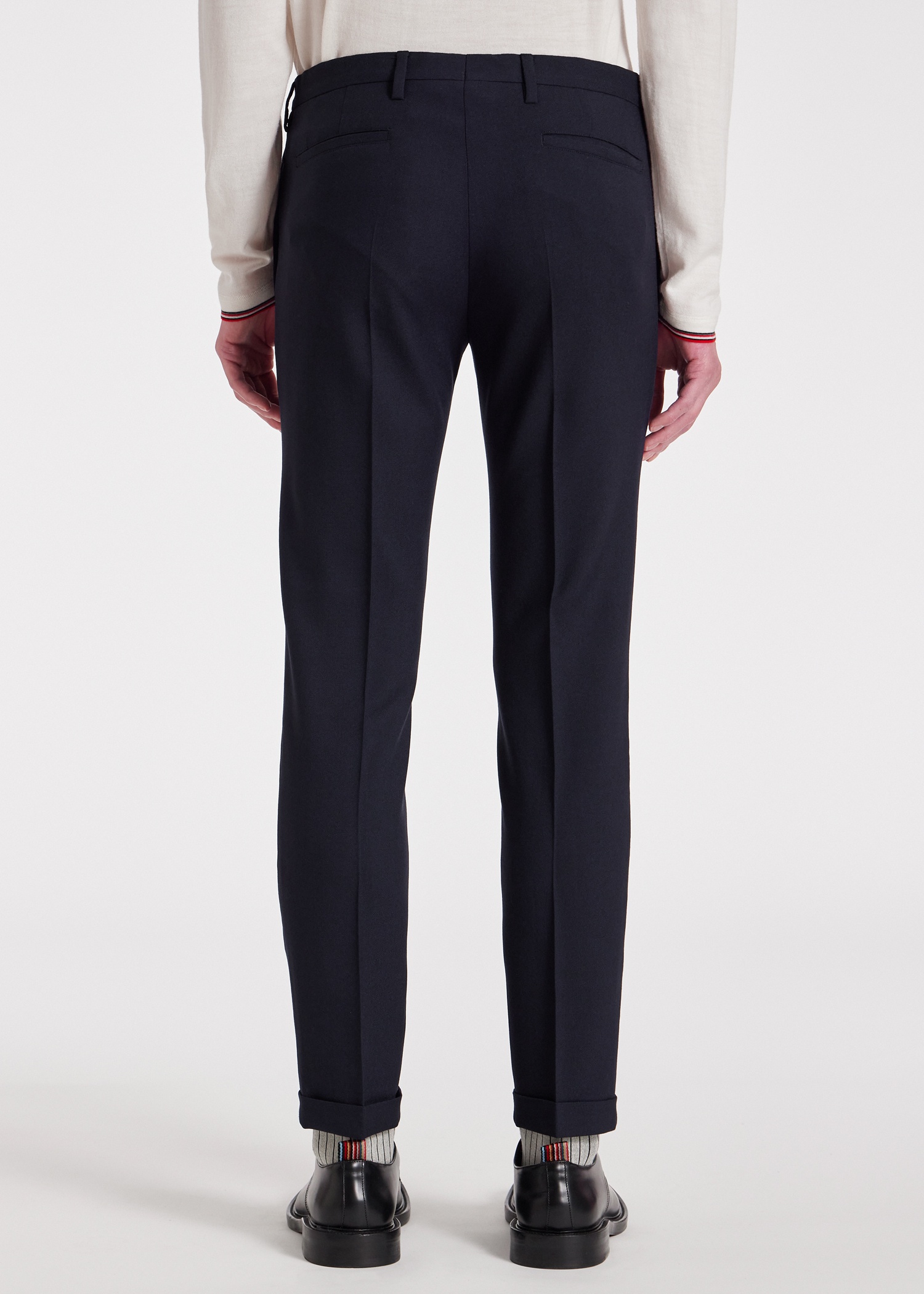 Slim-Fit Navy Wool Nep Trousers - 4