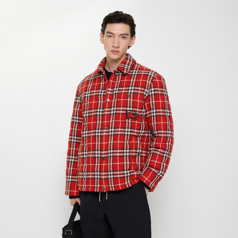Burberry Check Quilted Wool Flannel Jacket outlook
