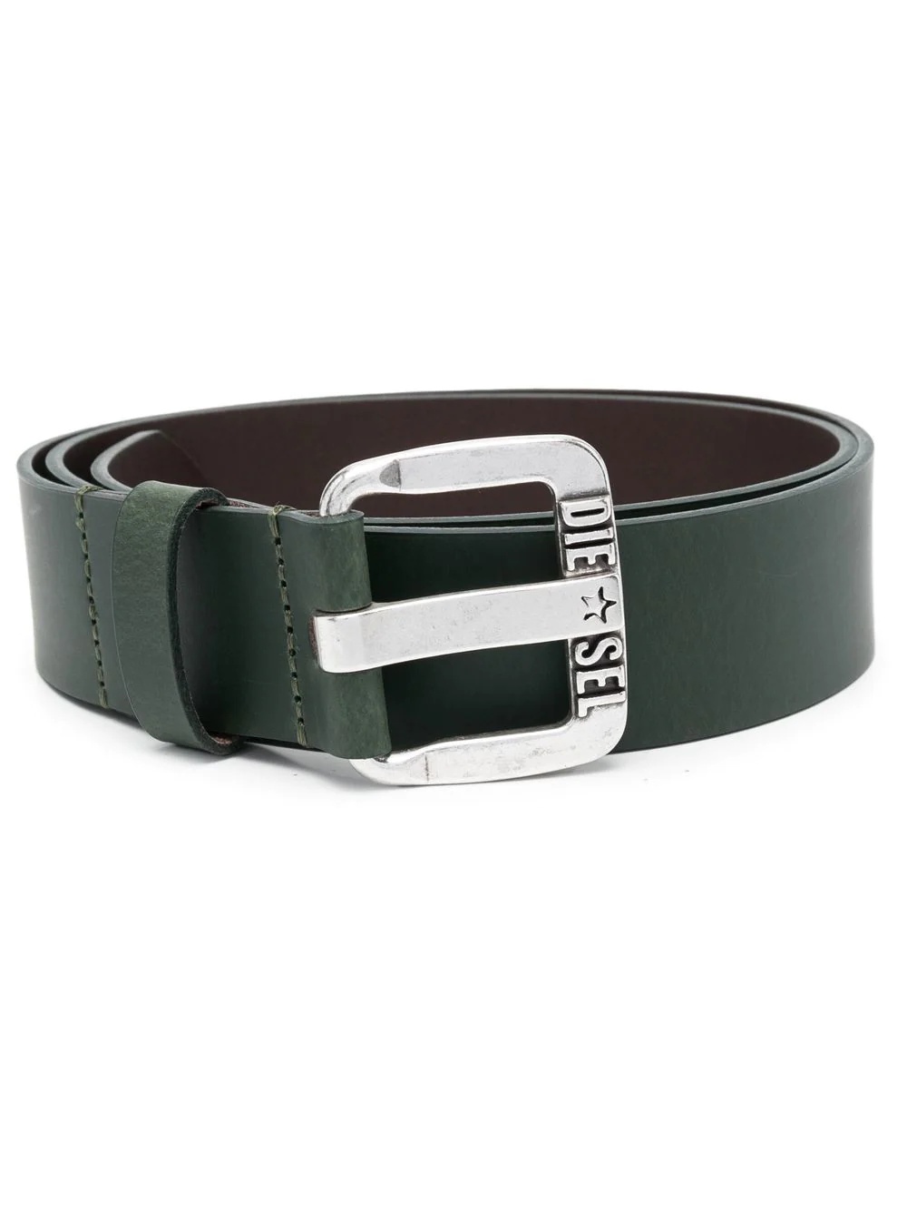 logo-buckle buffalo leather belt - 1