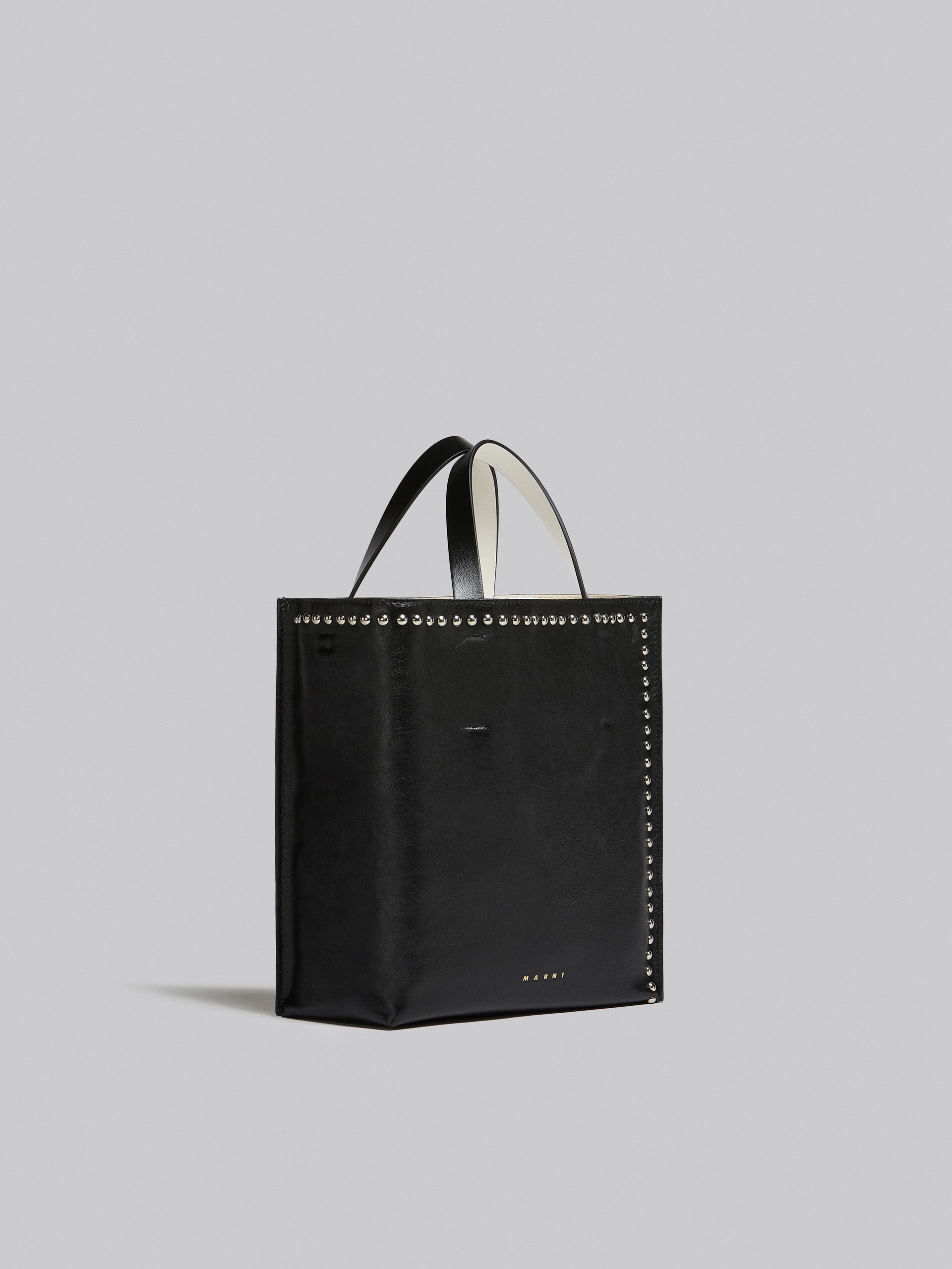 MUSEO SOFT SMALL BAG IN BLACK AND WHITE LEATHER WITH STUDS - 6