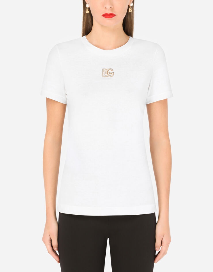 Jersey T-shirt with crystal DG embellishment - 1