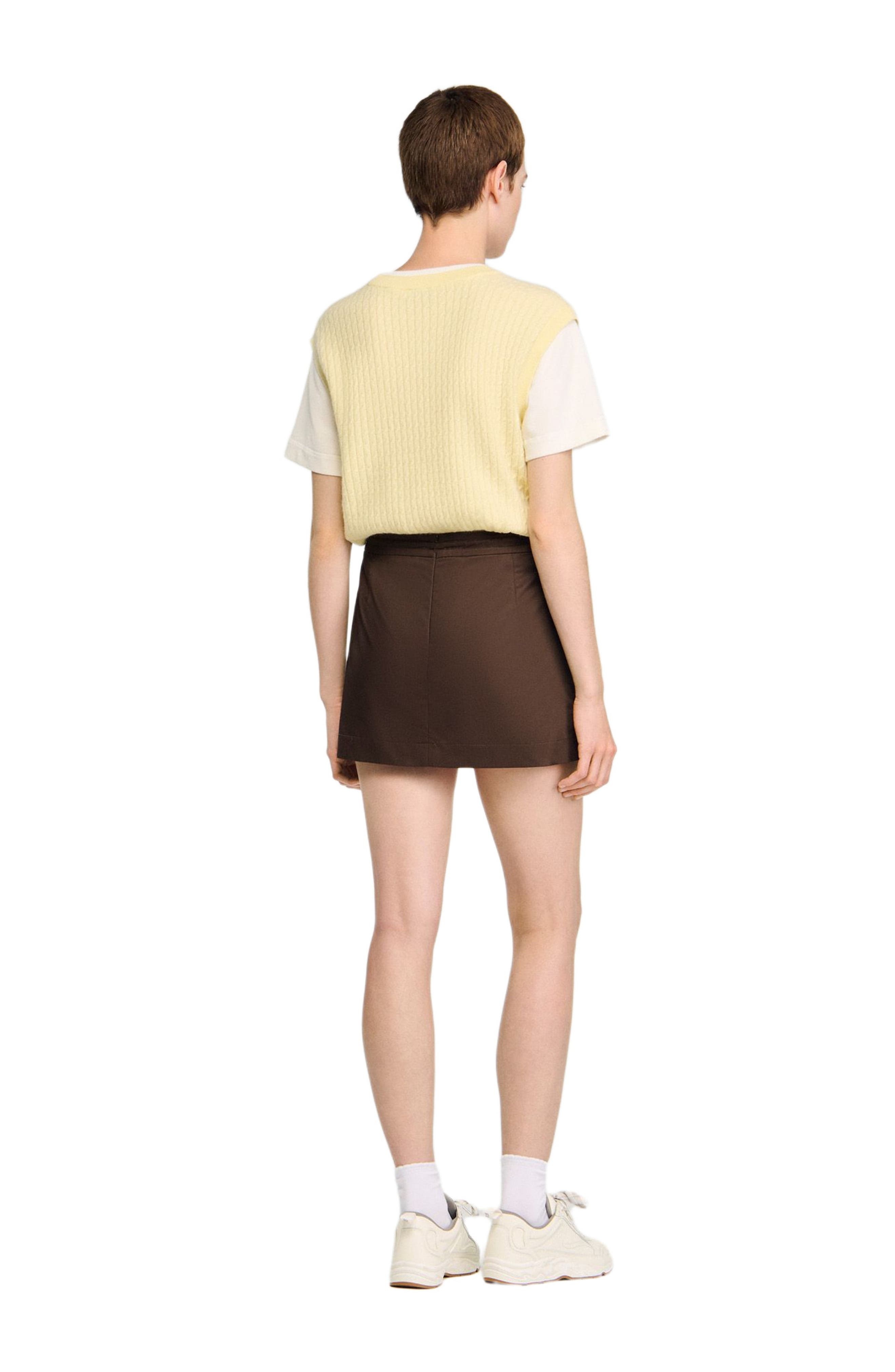 SANDRO Drawstring pleated skort in Brown at Nordstrom - 2